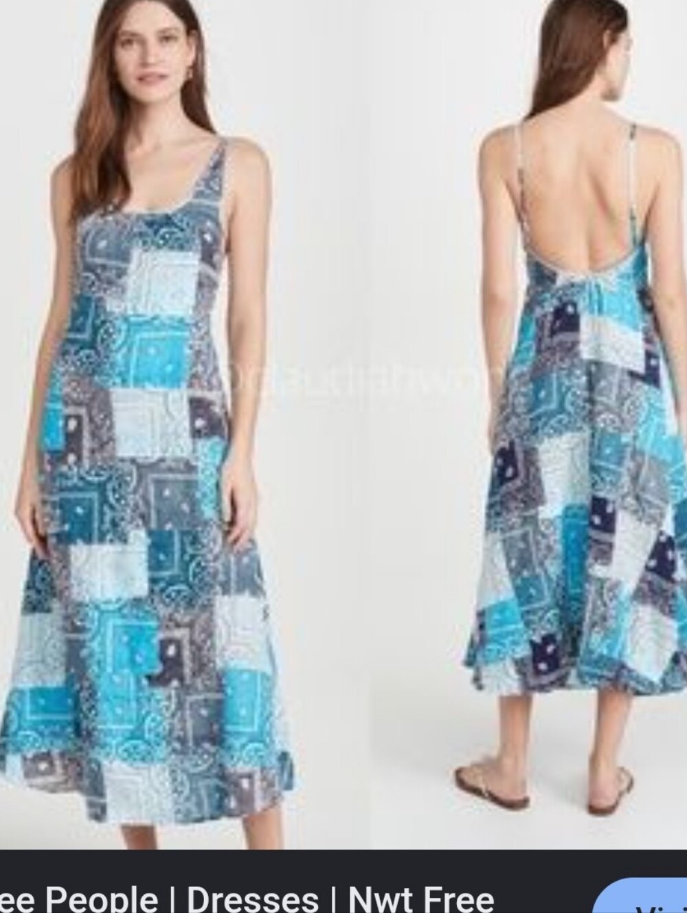 OBO Riley Free People Patchwork Bandana Maxi Skirt in Blue  Into The Night RARE